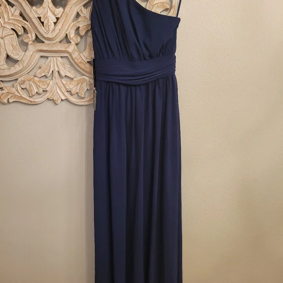 NWT Lulus Navy Blue One-Shoulder Maxi Dress XS *Prom* - Picture 8 of 11